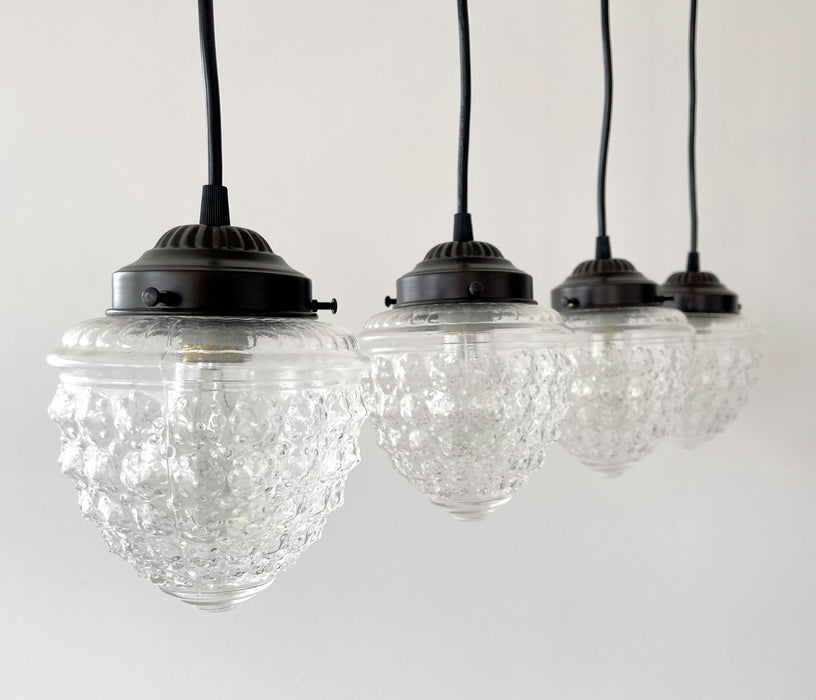 Antique Glass Dining Room Rectangular Pendant Chandelier Ceiling Light - Sweatfully
