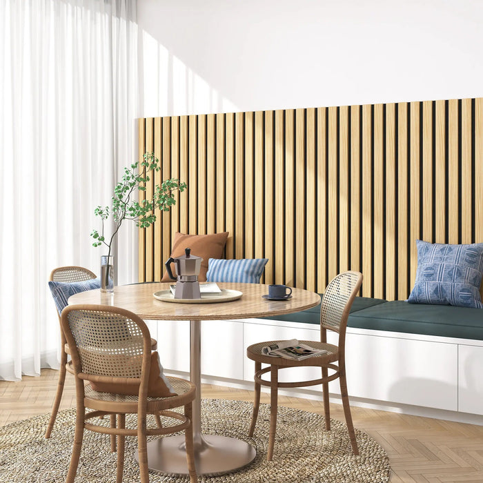 Solid Wood Acoustic Slat Wall Panels (Broad Strip) - Sweatfully