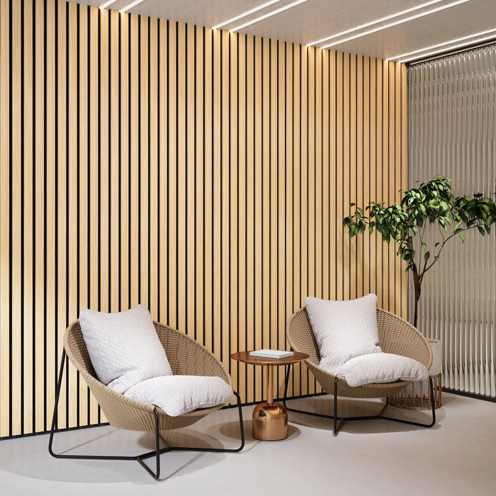 Solid Wood Acoustic Slat Wall Panels (Broad Strip) - Sweatfully