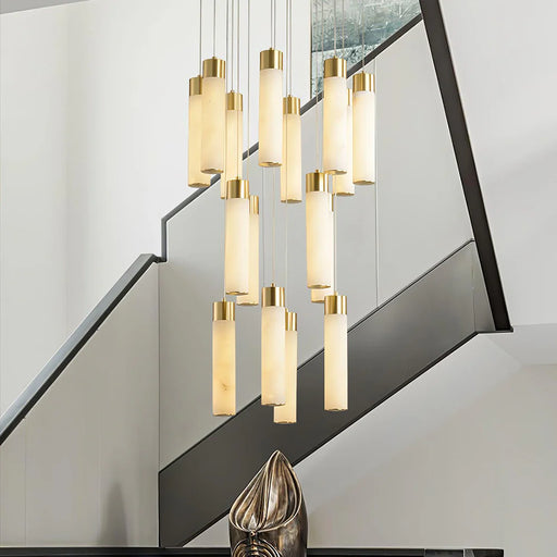 Alabaster Celestial Brass Cascade Chandelier - Sweatfully