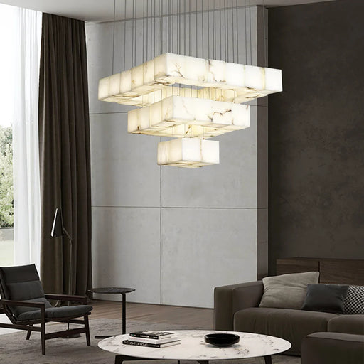 Alabaster Cube Box Chandelier - Sweatfully