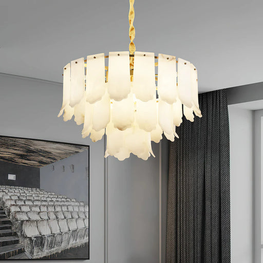 Alabaster Elba Brass Chandelier - Sweatfully