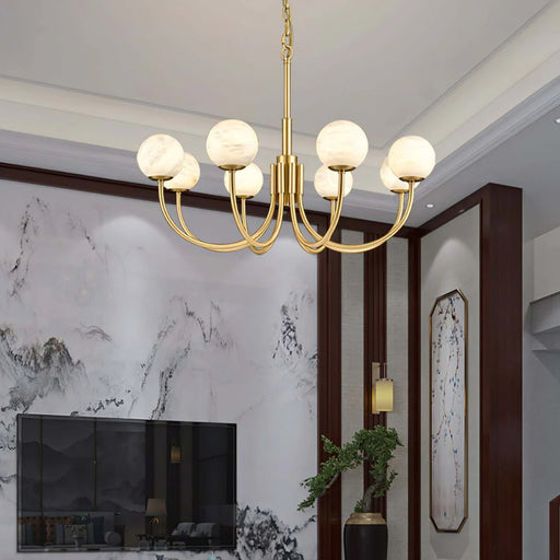 Alabaster Modern Brass Chandelier - Sweatfully