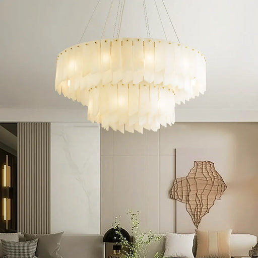 Alabaster Modern Cascade Tiered Chandelier - Sweatfully