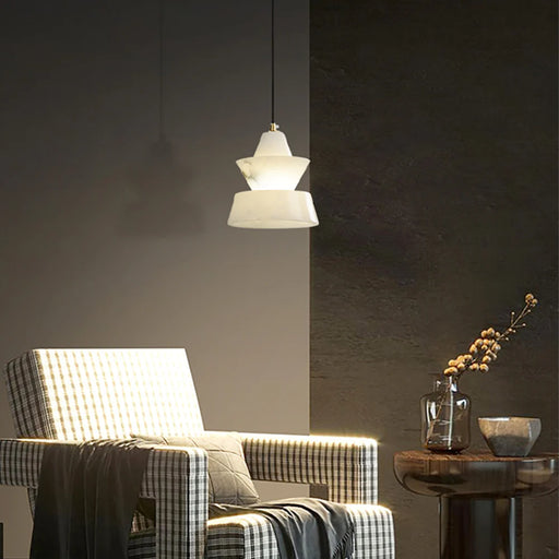 Alabaster Modern Hat Shape Pendant Light - Sweatfully