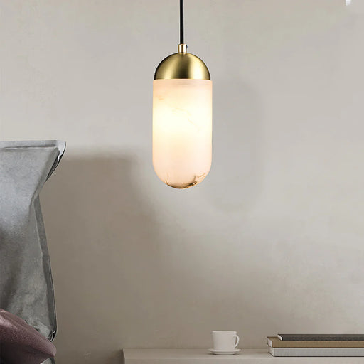 Alabaster Moonshade Copper Pendant Lamp - Sweatfully