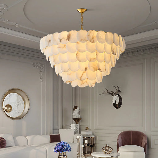 Alabaster Multi-Layer Brass Chandelier - Sweatfully