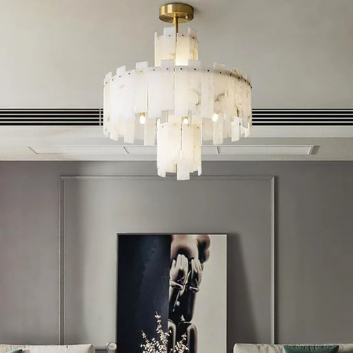 Alabaster Regina Modern Round Chandelier - Sweatfully