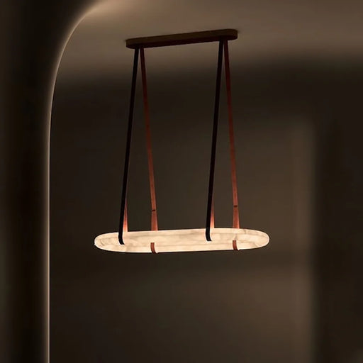 Alabaster Round Leather Chandelier - Sweatfully