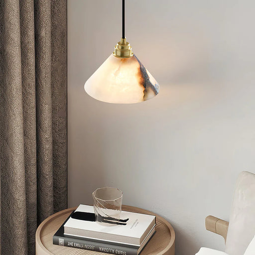 Alabaster Triangle Cone Pendant Light - Sweatfully