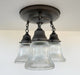 Antique HOLOPHANE 1960's CLEAR Glass Ceiling Light - Sweatfully
