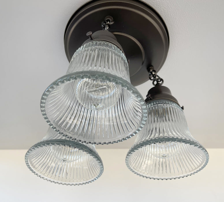 Antique HOLOPHANE 1960's CLEAR Glass Ceiling Light - Sweatfully