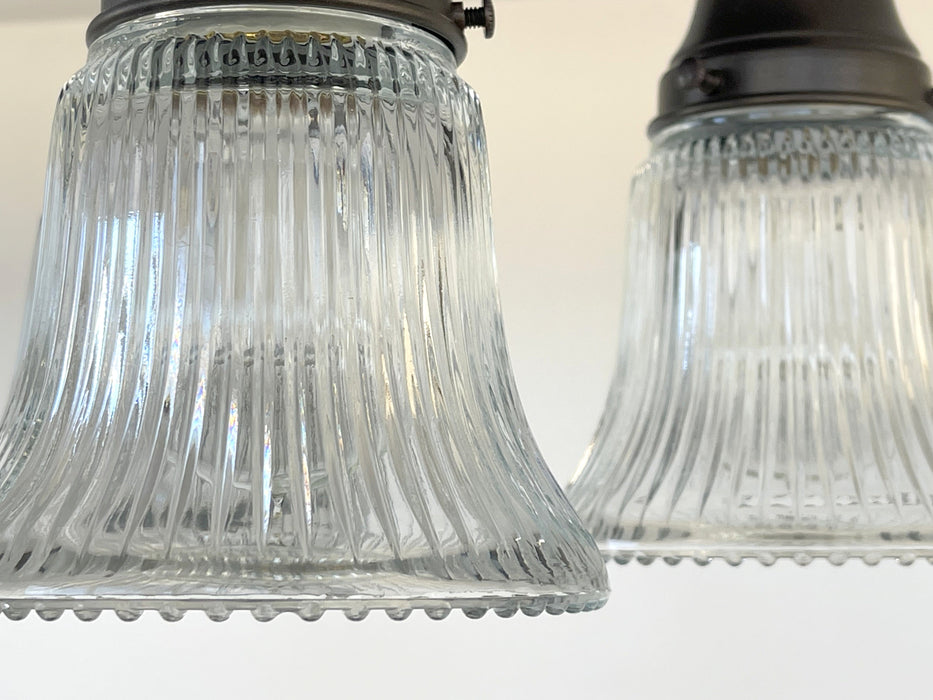 Antique HOLOPHANE 1960's CLEAR Glass Ceiling Light - Sweatfully