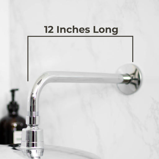 12 in. L-Shaped Shower Head Extension Arm (Chrome Finish) - Sweatfully
