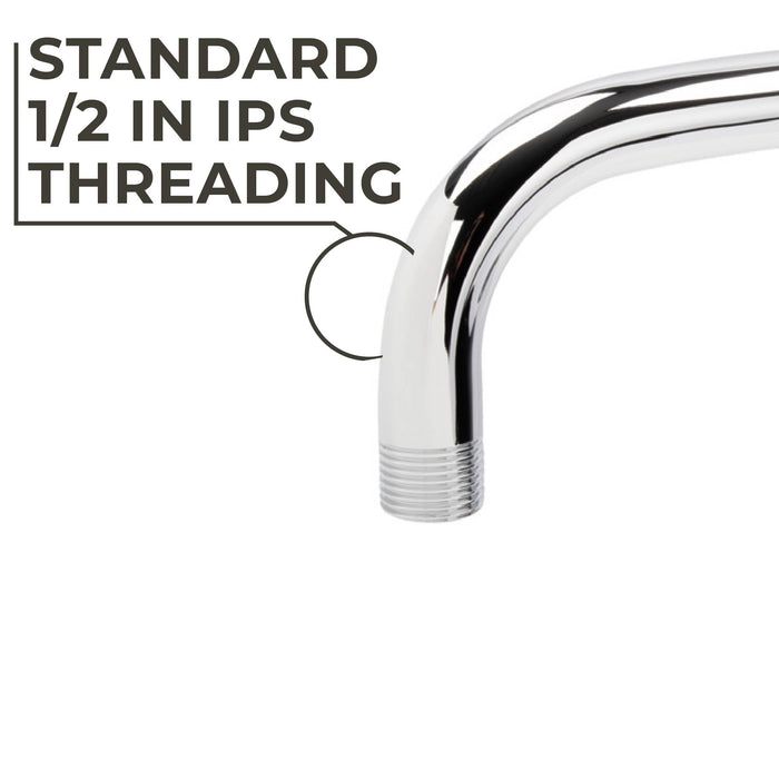 12 in. L-Shaped Shower Head Extension Arm (Chrome Finish) - Sweatfully