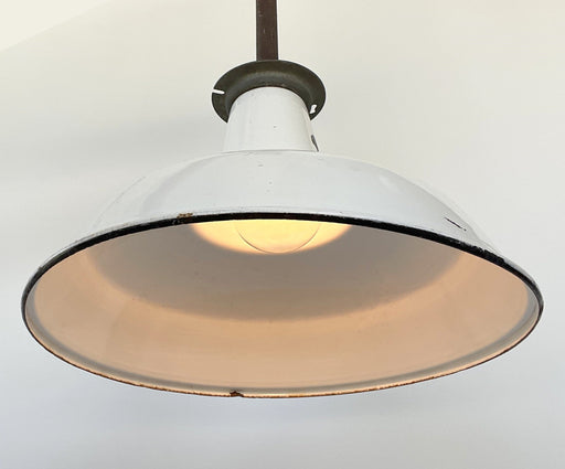 Large ORIGINAL FARM BARN White Enamel Pendant Light - Sweatfully