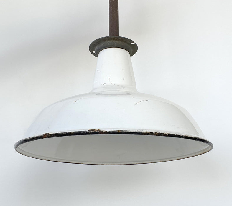 Large ORIGINAL FARM BARN White Enamel Pendant Light - Sweatfully