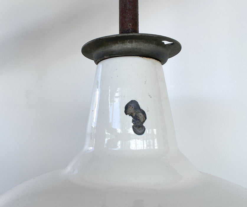 Large ORIGINAL FARM BARN White Enamel Pendant Light - Sweatfully