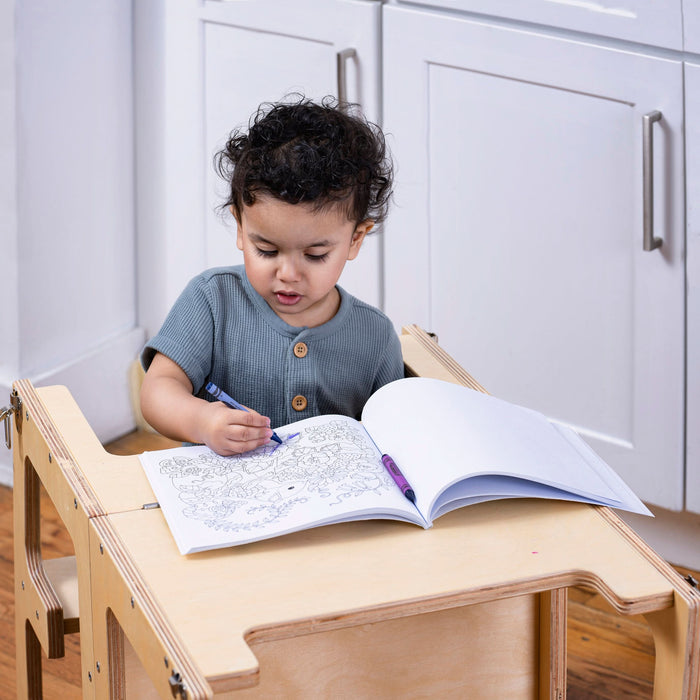 Date - 4 in 1 Kitchen Tower, Desk, Step Stool and Chalkboard - Sweatfully