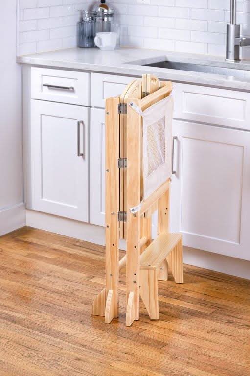 Plum 3-in-1 Foldable Kitchen Tower, Step Stool & Chalkboard for Toddlers - Sweatfully