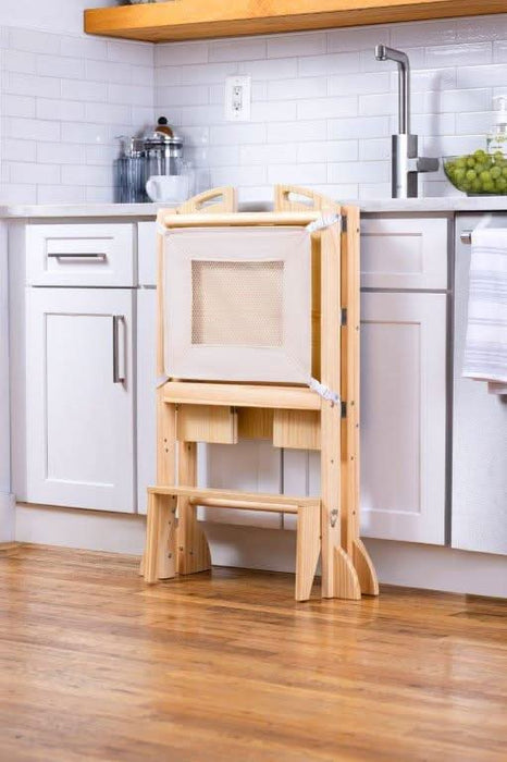Plum 3-in-1 Foldable Kitchen Tower, Step Stool & Chalkboard for Toddlers - Sweatfully