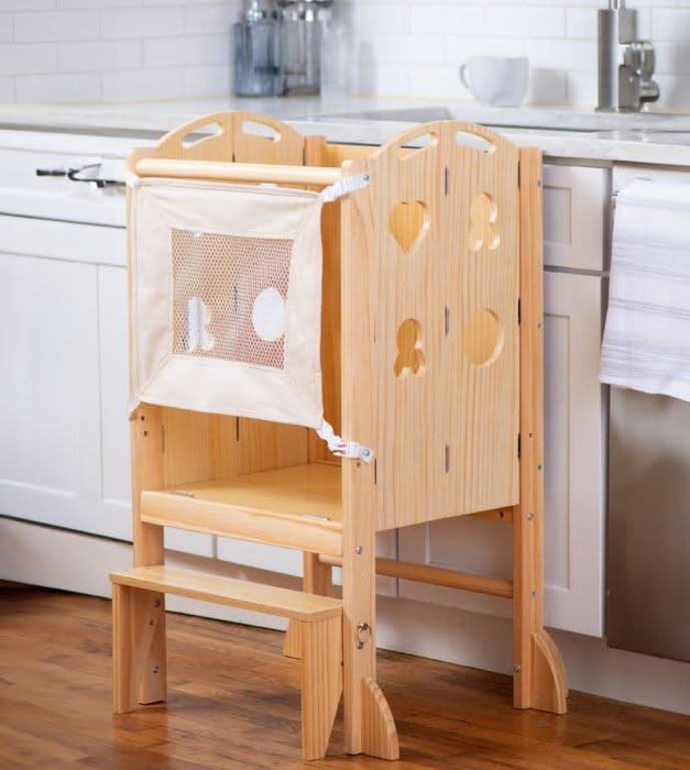 Plum 3-in-1 Foldable Kitchen Tower, Step Stool & Chalkboard for Toddlers - Sweatfully