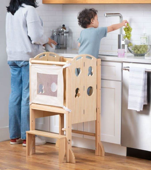 Plum 3-in-1 Foldable Kitchen Tower, Step Stool & Chalkboard for Toddlers - Sweatfully