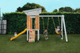 Forest - Modern Backyard Outdoor Swing Set 2 Swings And Trapeze Bar - Sweatfully