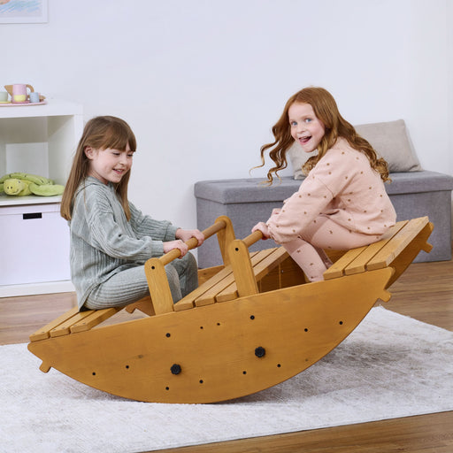 Banyan Jumbo Wooden Rocker & Climber Playset | Outdoor Gross Motor Toy for Toddlers - Sweatfully