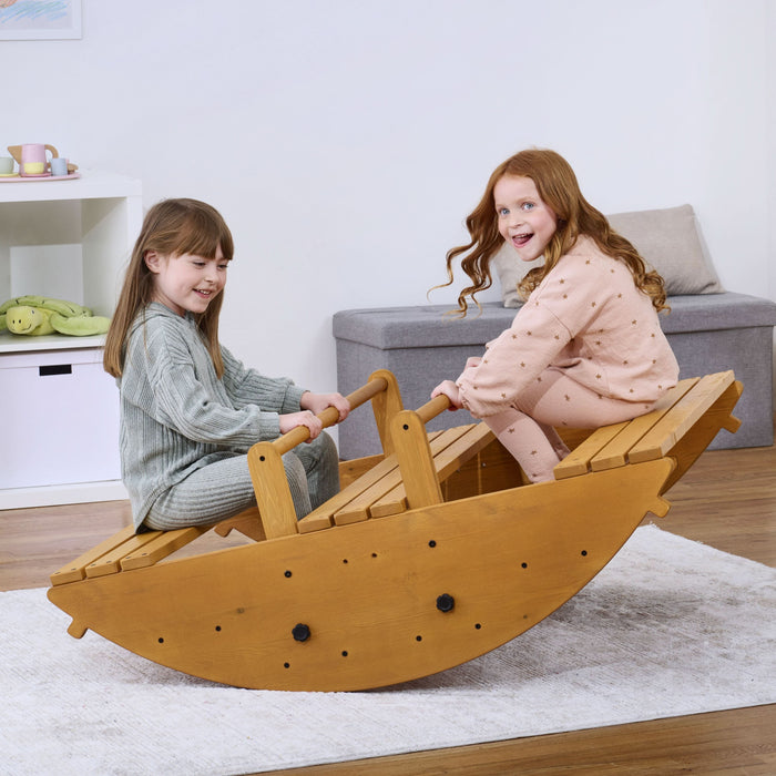 Banyan Jumbo Wooden Rocker & Climber Playset | Outdoor Gross Motor Toy for Toddlers - Sweatfully