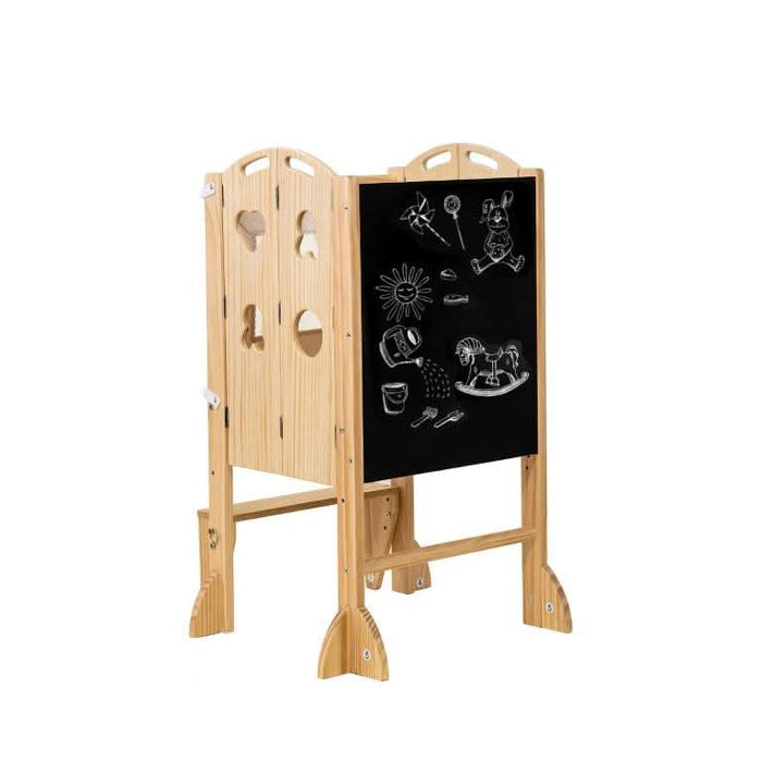 Plum 3-in-1 Foldable Kitchen Tower, Step Stool & Chalkboard for Toddlers - Sweatfully