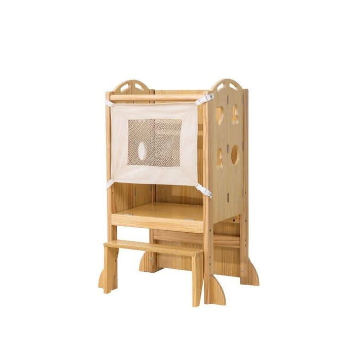 Laurel 4-in-1 Foldable Kitchen Tower, Step Stool, Slide & Chalkboard for Toddlers - Sweatfully