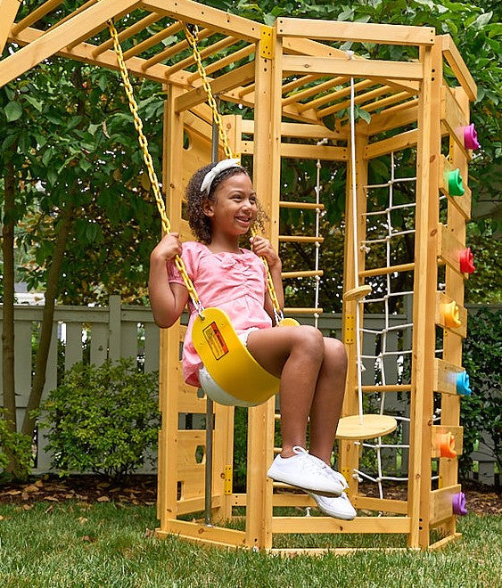 Avenlur Hawthorn XL Wooden Outdoor Playset – Slide, Swing, Climbing Wall & Monkey Bars | Backyard Playground Set for Kids - Sweatfully