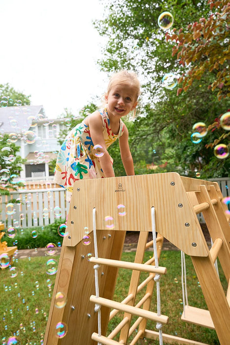 Magnolia 7-in-1 Real Wood Playset | Indoor & Outdoor Climbing Gym for Kids - Sweatfully