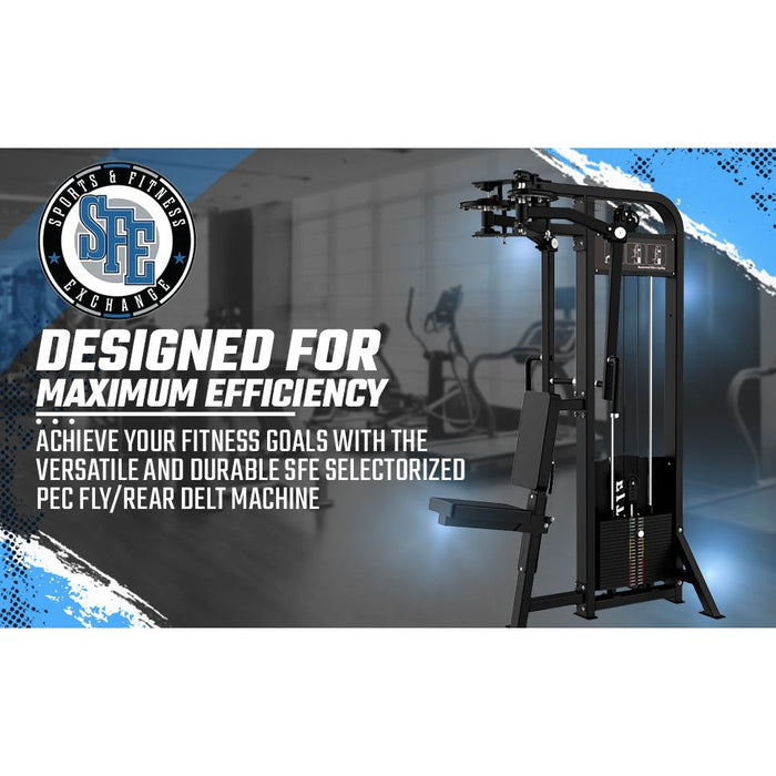 SFE Selectorized Pec Fly/Rear Delt Machine with 250lb weight stacks (New) - Sweatfully