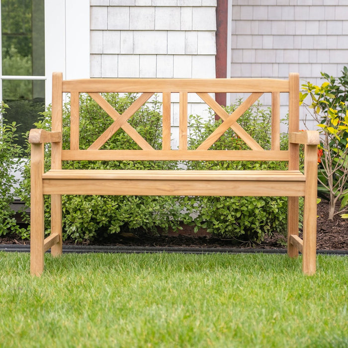 Åre 2 Person Natural Teak Outdoor Patio and Garden Bench - Sweatfully