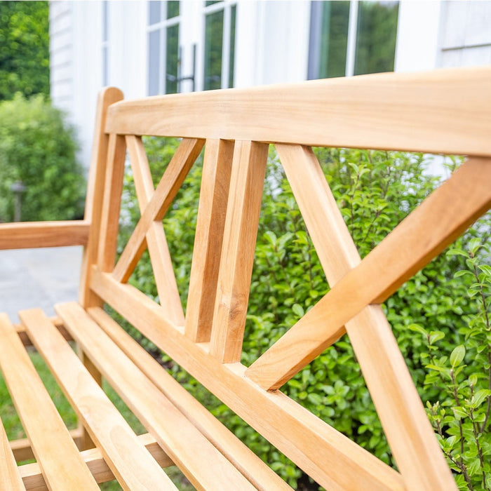 Åre 2 Person Natural Teak Outdoor Patio and Garden Bench - Sweatfully