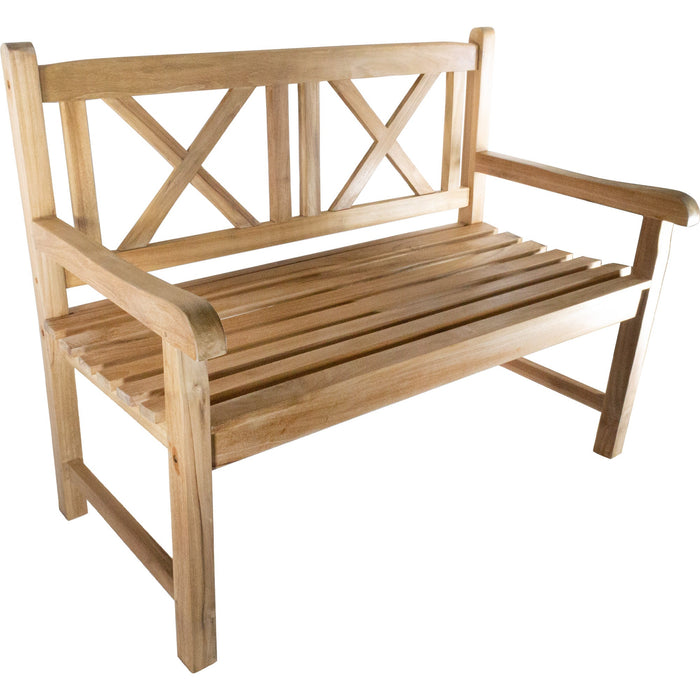 Åre 2 Person Natural Teak Outdoor Patio and Garden Bench - Sweatfully