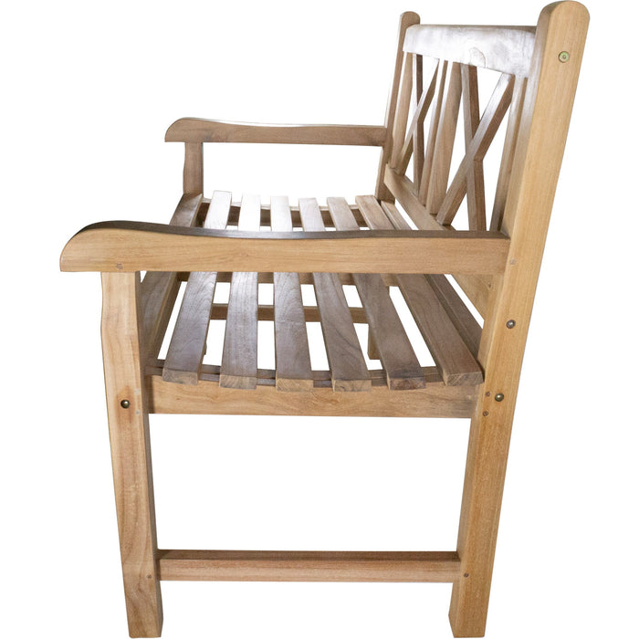 Åre 2 Person Natural Teak Outdoor Patio and Garden Bench - Sweatfully
