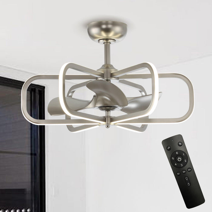 30" Theron Modern DC Motor Downrod Mount Reversible Ceiling Fan with LED Lighting and Remote Control - Sweatfully