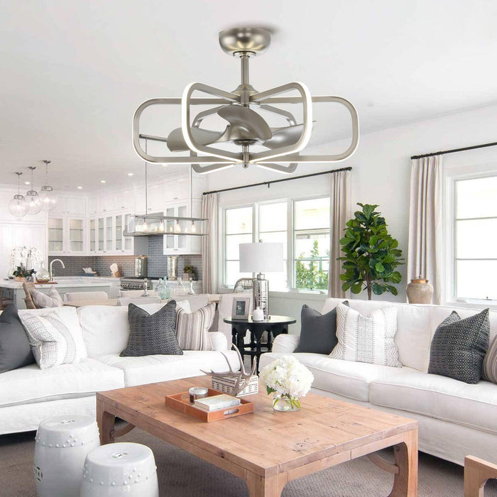 30" Theron Modern DC Motor Downrod Mount Reversible Ceiling Fan with LED Lighting and Remote Control - Sweatfully