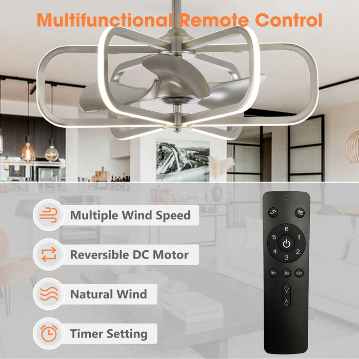 30" Theron Modern DC Motor Downrod Mount Reversible Ceiling Fan with LED Lighting and Remote Control - Sweatfully
