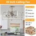 30" Theron Modern DC Motor Downrod Mount Reversible Ceiling Fan with LED Lighting and Remote Control - Sweatfully