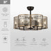 31" Linda Industrial DC Motor Downrod Mount Reversible Ceiling Fan with Lighting and Remote Control - Sweatfully