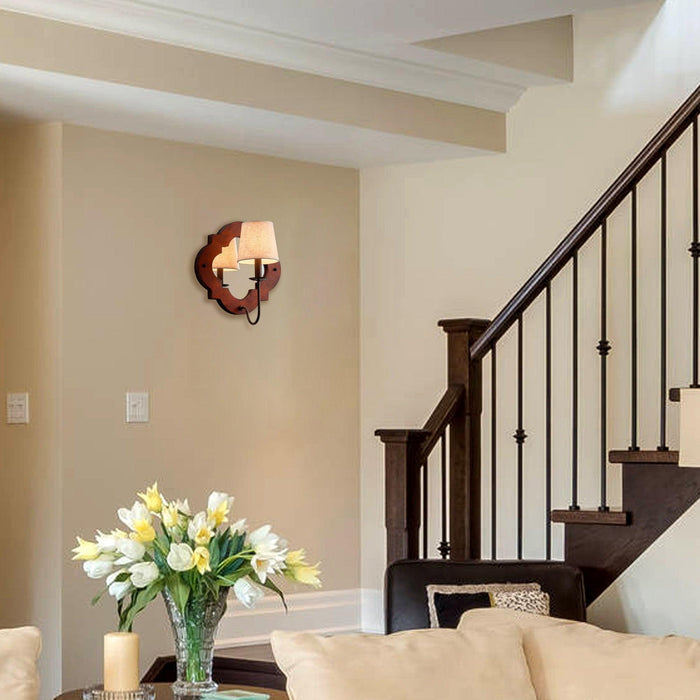 1-Light Rustic Iron Wood Wall Sconce Lighting - Sweatfully