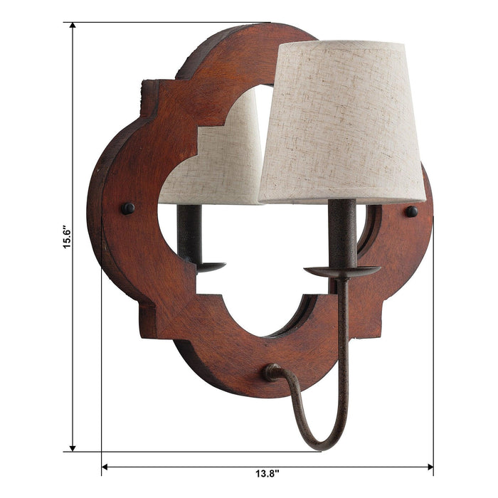 1-Light Rustic Iron Wood Wall Sconce Lighting - Sweatfully