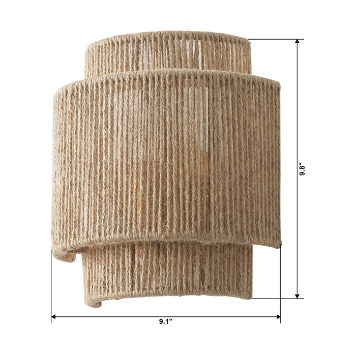 1-Light Farmhouse Rattan Wall Sconce Lighting - Sweatfully