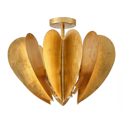 19 Inch Elvira 6-Light Farmhouse Vintage Distressed Golden Semi-Flush Mount Ceiling Light - Sweatfully