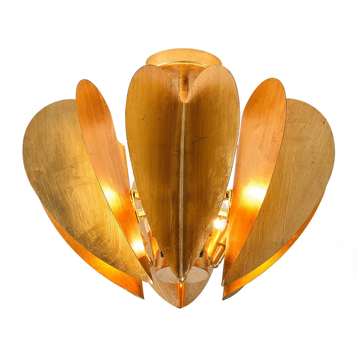 19 Inch Elvira 6-Light Farmhouse Vintage Distressed Golden Semi-Flush Mount Ceiling Light - Sweatfully