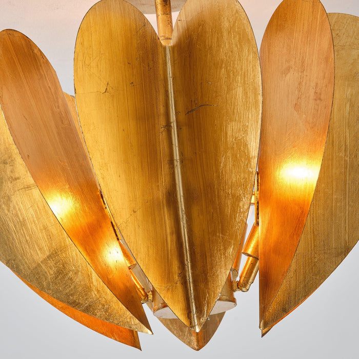 19 Inch Elvira 6-Light Farmhouse Vintage Distressed Golden Semi-Flush Mount Ceiling Light - Sweatfully